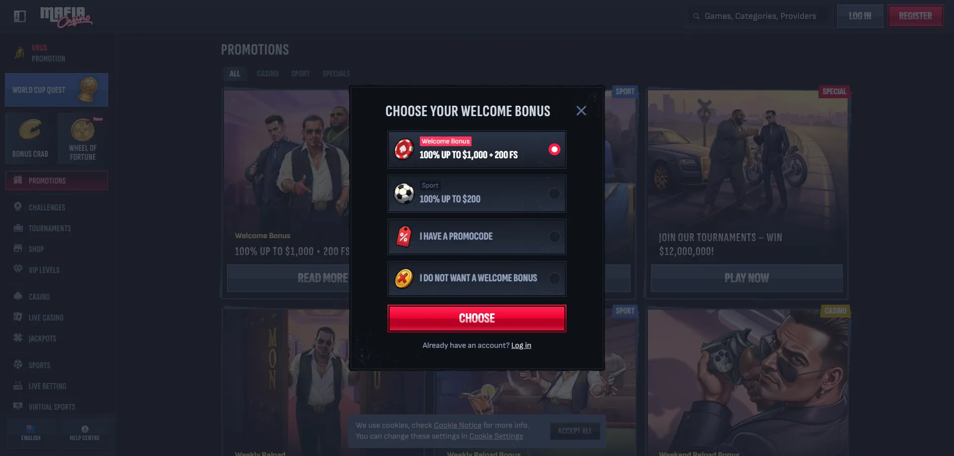 Mafia Casino NZ sign up process — create account in minutes