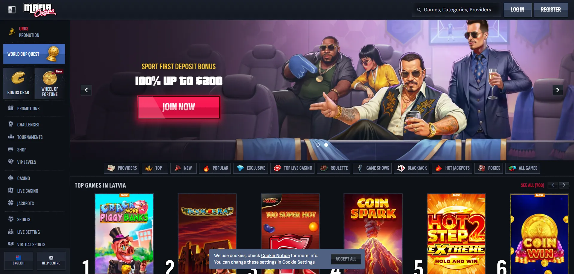 Mafia Casino security licence and SSL encryption for NZ players