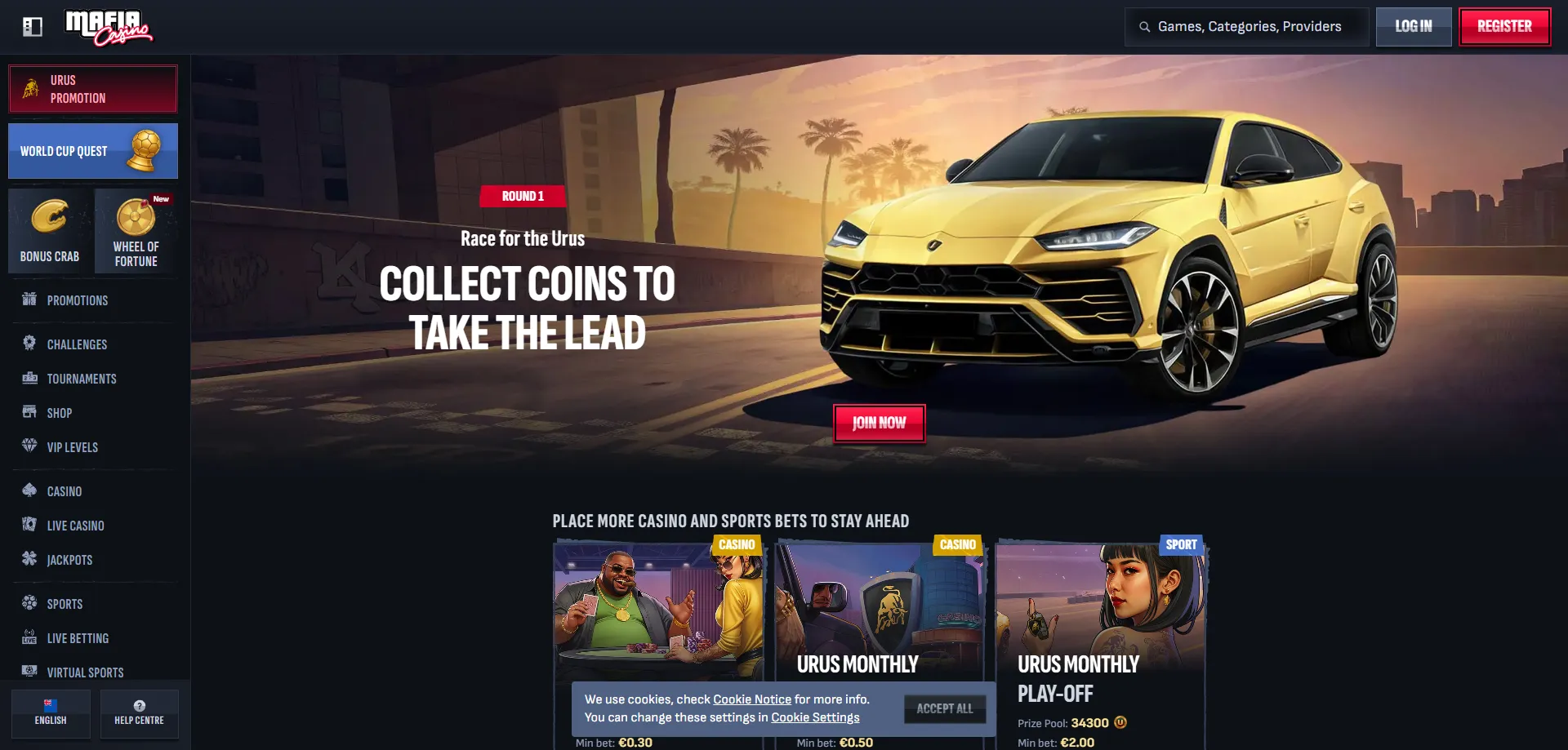 Mafia Casino NZ$1,000 welcome bonus and 200 free spins offer